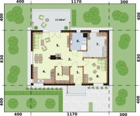 Rzut projektu TRYPOLIS 5 szkielet drewniany - Rzut przyziemia