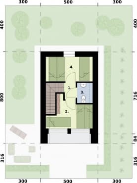 Rzut projektu MOCA 2 C dom całoroczny, mieszkalny - Rzut poddasza