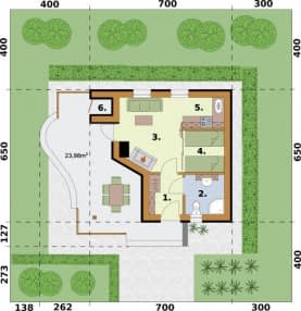 Rzut projektu VIGO szkielet drewniany dom letniskowy - Rzut parteru