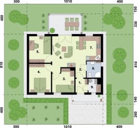 Rzut projektu LENS 5 dom letniskowy - Rzut parteru