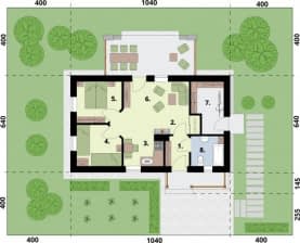 Rzut projektu LA PALMA C dom mieszkalny, całoroczny z pompą ciepła i fotowoltaiką - Rzut przyziemia