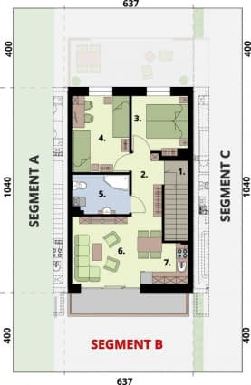 Rzut projektu BRAGA - dom dwulokalowy - Rzut piętra B