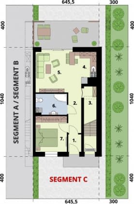 Rzut projektu BRAGA - dom dwulokalowy - Rzut przyziemia C