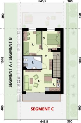 Rzut projektu BRAGA - dom dwulokalowy - Rzut piętra C