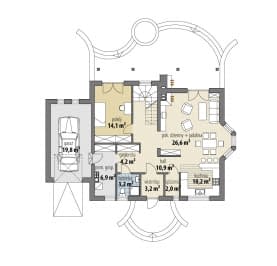 Rzut projektu Adonis - Parter