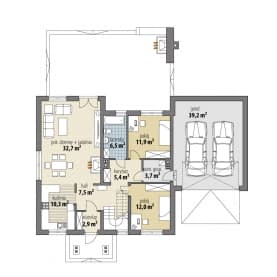 Rzut projektu Alfa II - Parter