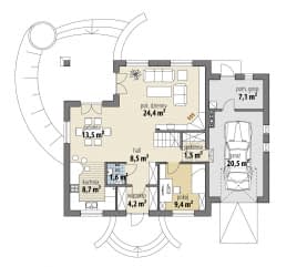 Rzut projektu Apoloniusz - Parter