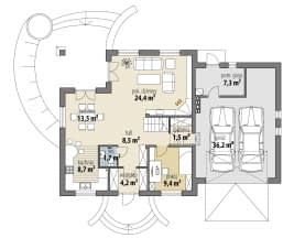 Rzut projektu Apoloniusz II - Parter