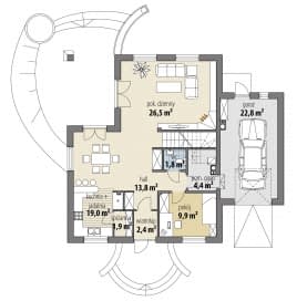 Rzut projektu Ares IV - Parter