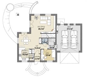 Rzut projektu Ares V - Parter