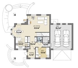 Rzut projektu Ariadna II - Parter