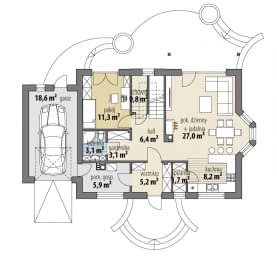 Rzut projektu Atlantyda Mała - Parter