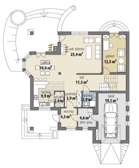 Rzut projektu Atlas - Parter