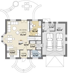 Rzut projektu Atreusz Mały II - Parter