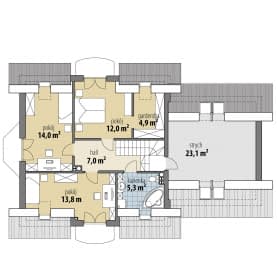 Rzut projektu Atreusz Nowy II - Poddasze