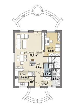 Rzut projektu Aureliusz III - Parter