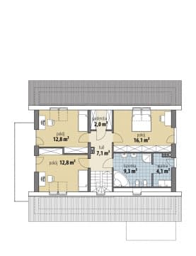 Rzut projektu Beta II - Poddasze