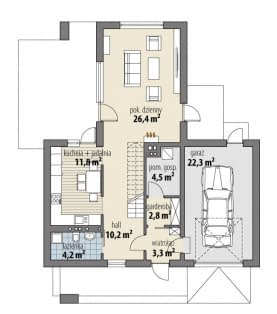 Rzut projektu Dylan - Parter