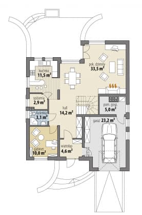 Rzut projektu Emanuela - Parter