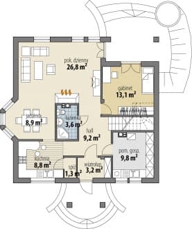 Rzut projektu Faun III - Parter