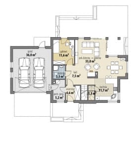 Rzut projektu Fiona V - Parter