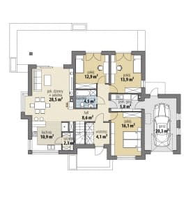 Rzut projektu Flawia III - Parter