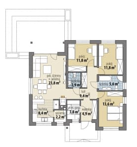 Rzut projektu Flawia Mała - Parter