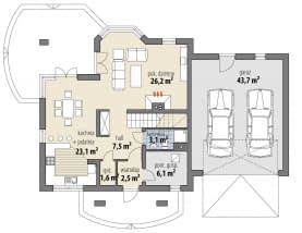 Rzut projektu Fobos II - Parter