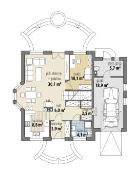 Rzut projektu Juliusz Mały - Parter