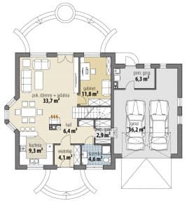 Rzut projektu Juliusz Nowy II - Parter