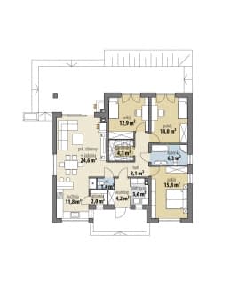 Rzut projektu Justynian - Parter