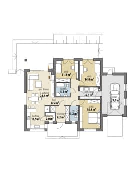 Rzut projektu Justynian II - Parter