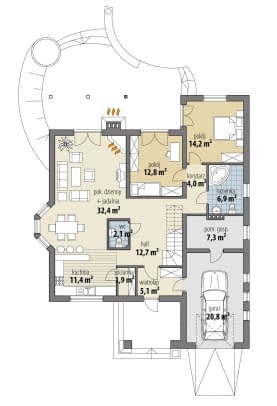 Rzut projektu Kastor - Parter