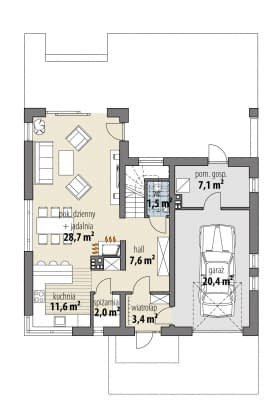 Rzut projektu Kos - Parter