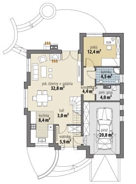 Rzut projektu Morfeusz I - Parter