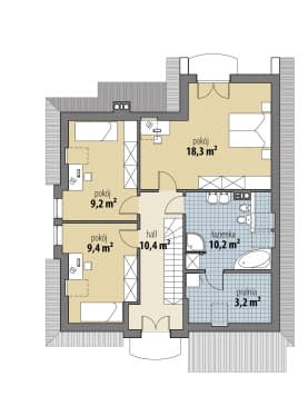 Rzut projektu Morfeusz I - Poddasze