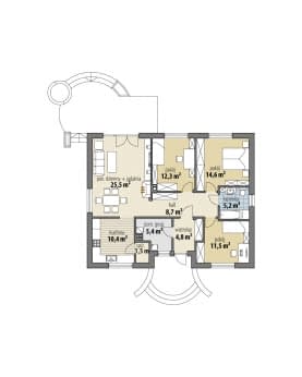 Rzut projektu Oktawia - Parter