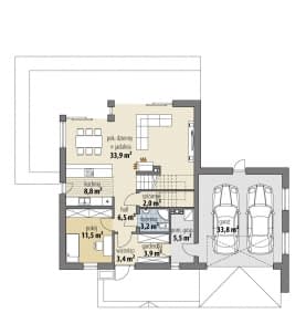 Rzut projektu Oktawian III - Parter