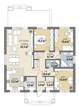 Rzut projektu Promyk - Parter