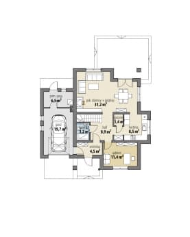 Rzut projektu Rawena - Parter