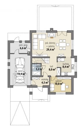 Rzut projektu Realny - Parter