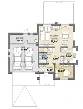 Rzut projektu Realny II - Parter