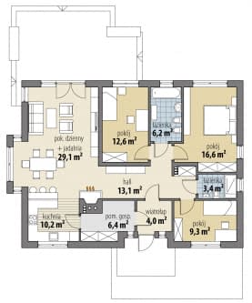 Rzut projektu Rozalinda III - Parter