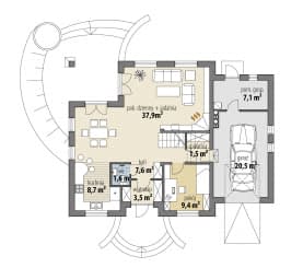 Rzut projektu Tytus - Parter