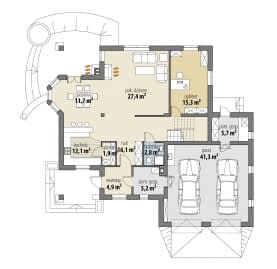 Rzut projektu Zeus - Parter