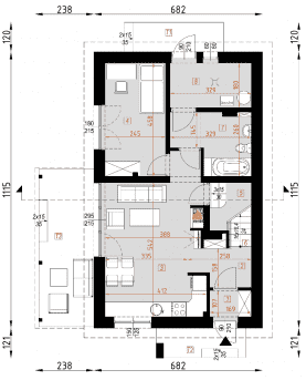 Rzut projektu D182A - WT2021 - Parter