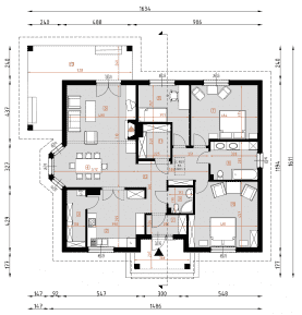 Rzut projektu D172 - Zbigniew wersja szkieletowa WT2021 - Parter
