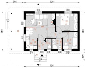 Rzut projektu D181 - Celina wersja drewniana WT2021 - Parter
