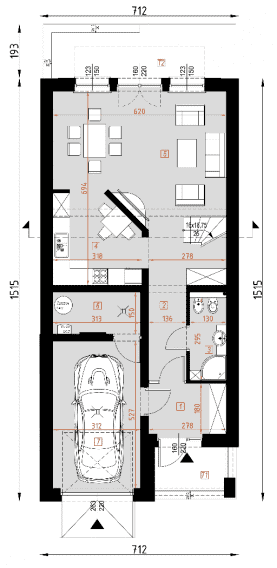 Rzut projektu D102B - WT2021 - Parter