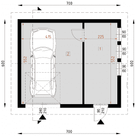 Rzut projektu G3 - Garaż 3 - Parter